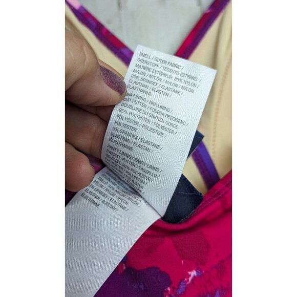 D & Co. Beach Swimsuit One Piece Size 14 Red Purple Swim Pool - Picture 13 of 16